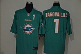 Nike Dolphins 1 Tua Tagovailoa Aqua Team Big Logo Number Vapor Untouchable Limited Jersey,baseball caps,new era cap wholesale,wholesale hats